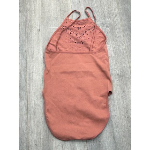 Free People Intimately Solstice Bodysuit Sleeveless Seamless Lace Peach XS/S NEW - Picture 4 of 5